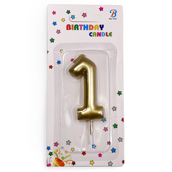 Свеча для торта "Цифра 1", золотая 6 см