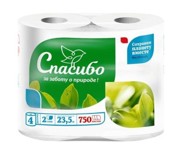 БУМАГА   Туалетная      PLUSHE  СПАСИБО   2-х сл. 4 шт.
