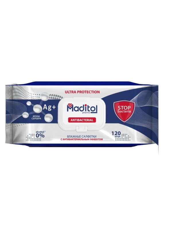 Влажн.      Салф.   MADITOL Pharma антибактериальный с крышкой 120шт