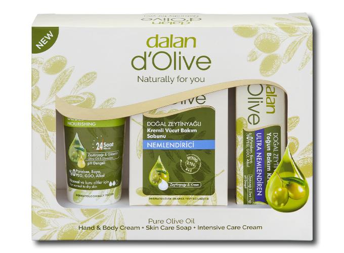 ДАЛАН НАБОР D`Olive Trevel -Дорожный (Шампунь 50мл+Гель душ 50Бальзам 25+мыло 25гр+крем20мл  )