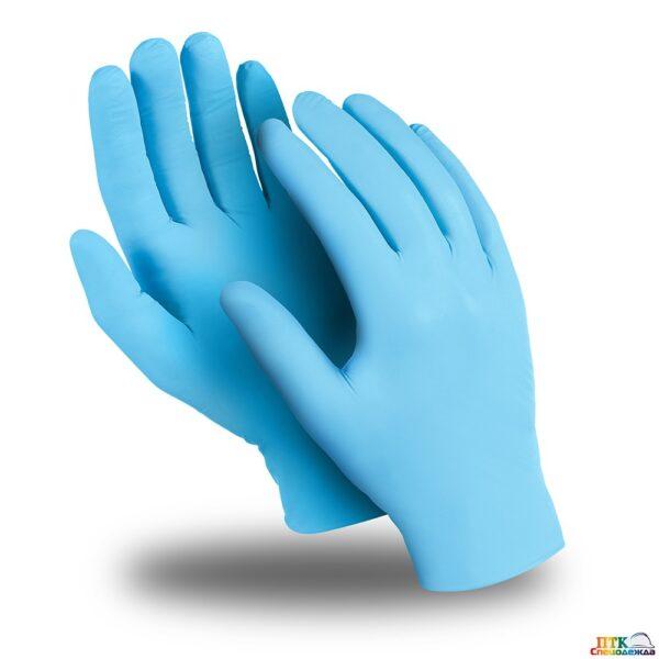 Перчатки       GLOVES Нитрил текстурн, на пальцах ГОЛУБЫЕ  "XL"